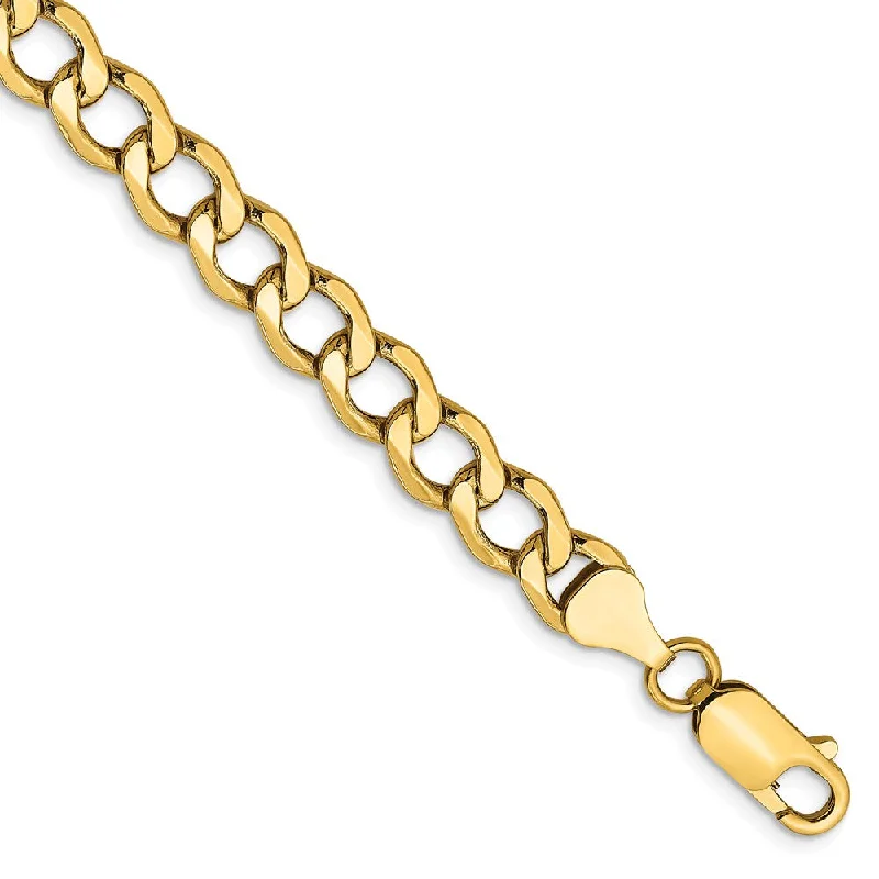 Men's 6.5mm, 14k Yellow Gold, Hollow Curb Link Chain Bracelet