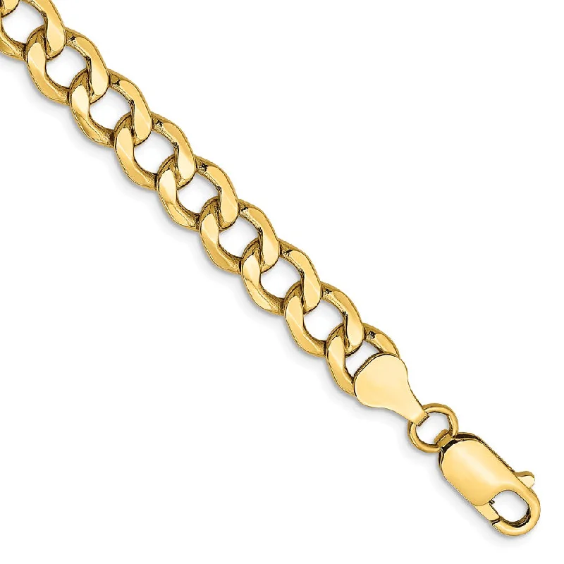 Men's 7mm, 14k Yellow Gold, Hollow Curb Link Chain Bracelet