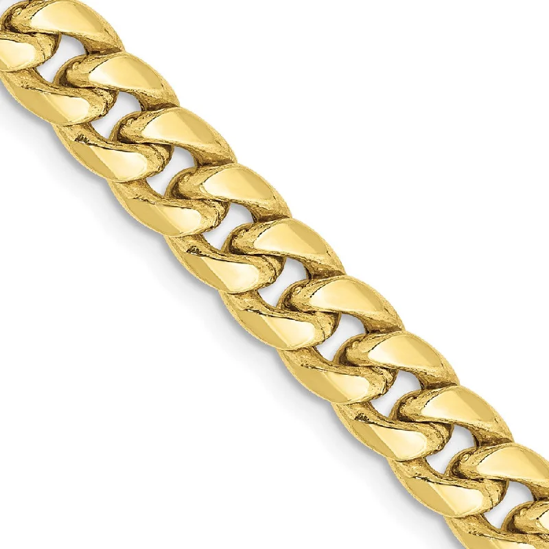 6mm 10K Yellow Gold Hollow Miami Cuban Curb Chain Bracelet