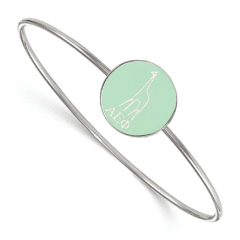 Sterling Silver Alpha Epsilon Phi Enamel Bangle - 8 in.