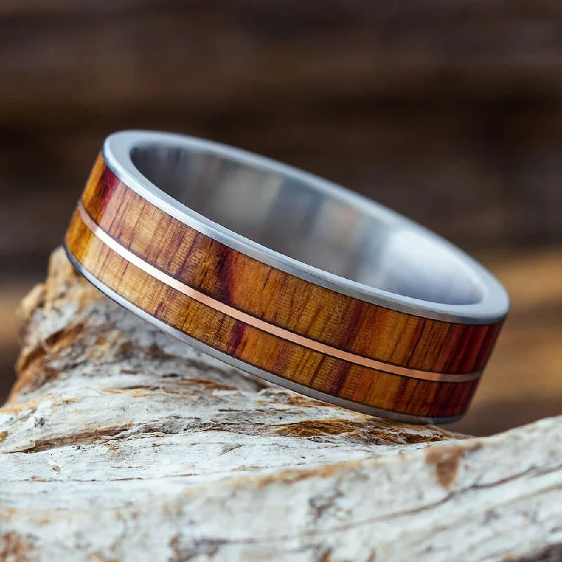 Exotic Tulipwood Ring With Gold Pinstripe