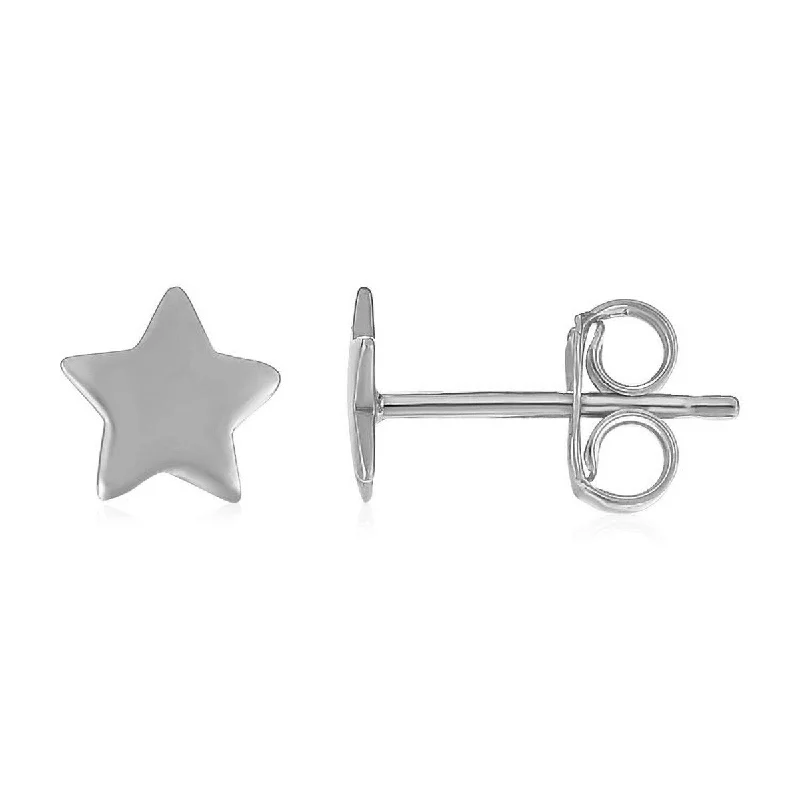 14k White Gold Post Earrings with Stars