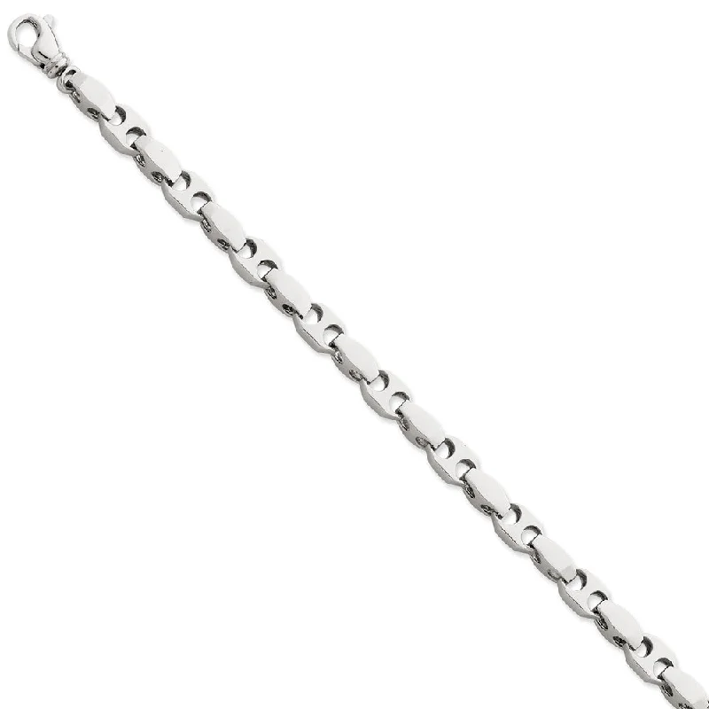 Men's 6.75mm 14k White Gold Fancy Anchor Link Chain Bracelet