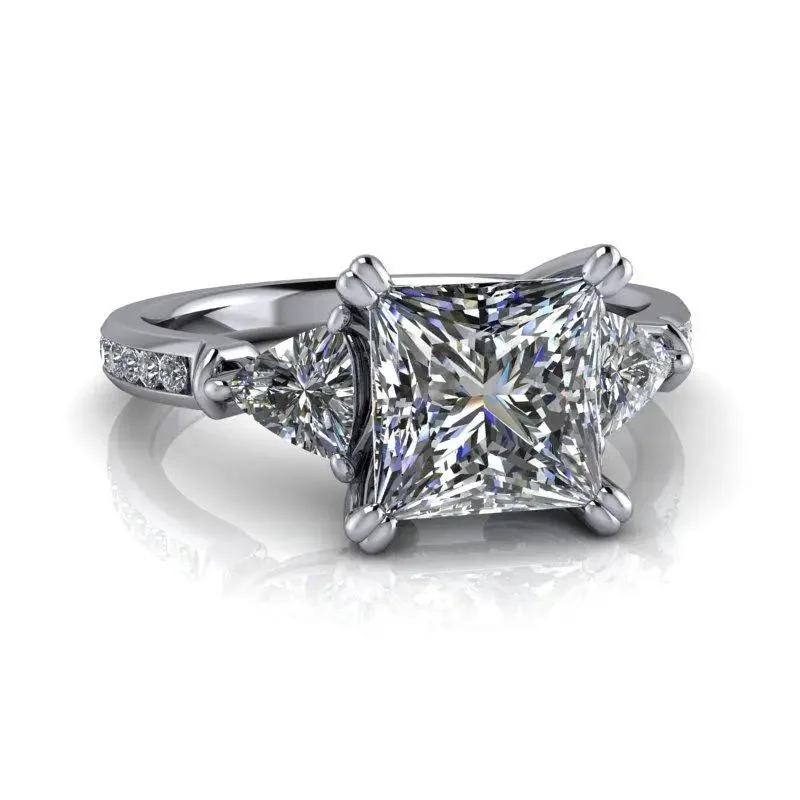 Trillion & Princess Cut Moissanite Ring 2.26 ctw