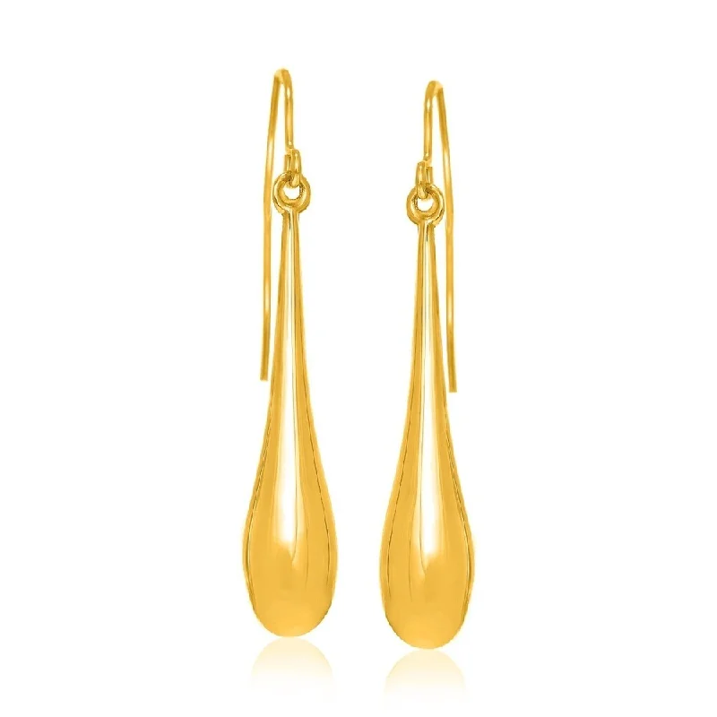 Fancy Puffed Teardrop Polished Earrings in 10k Yellow Gold