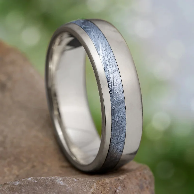 Simple Meteorite Wedding Band, Solid Gold