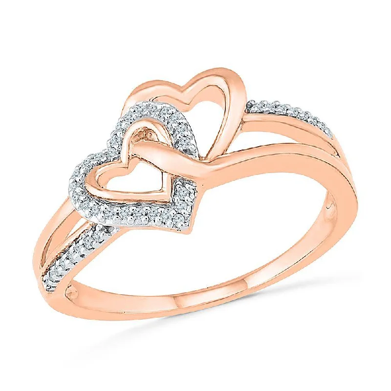 Double Heart Promise Ring With Diamond Accents