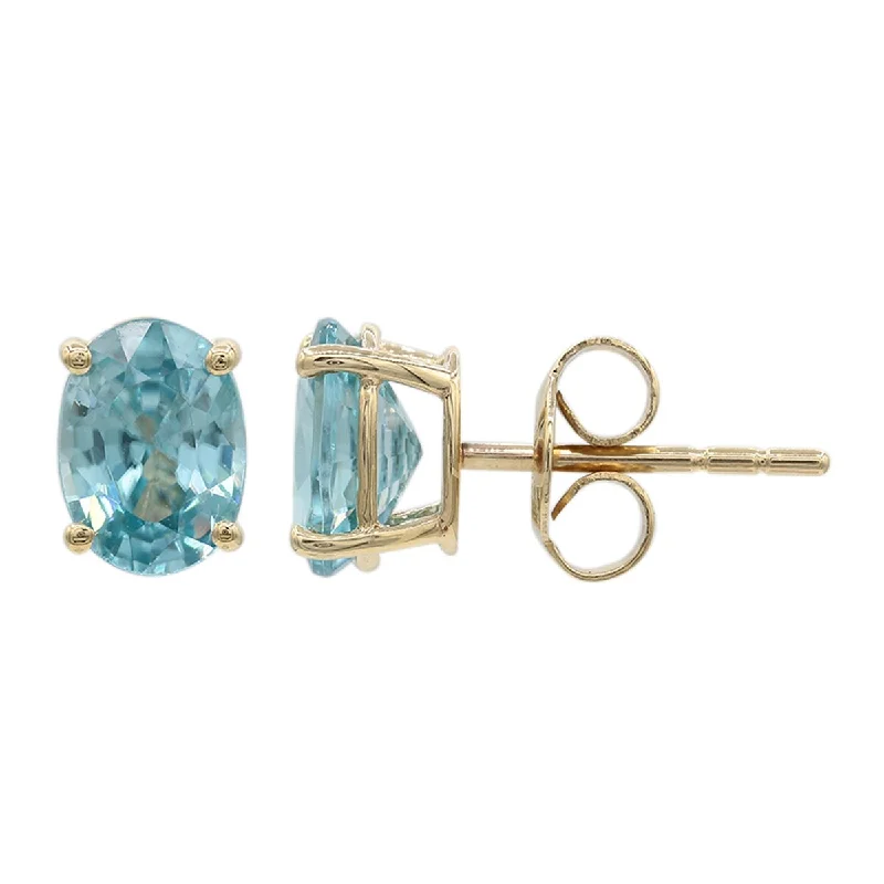 10Kt Yellow Gold Blue Zircon Stud Earrings