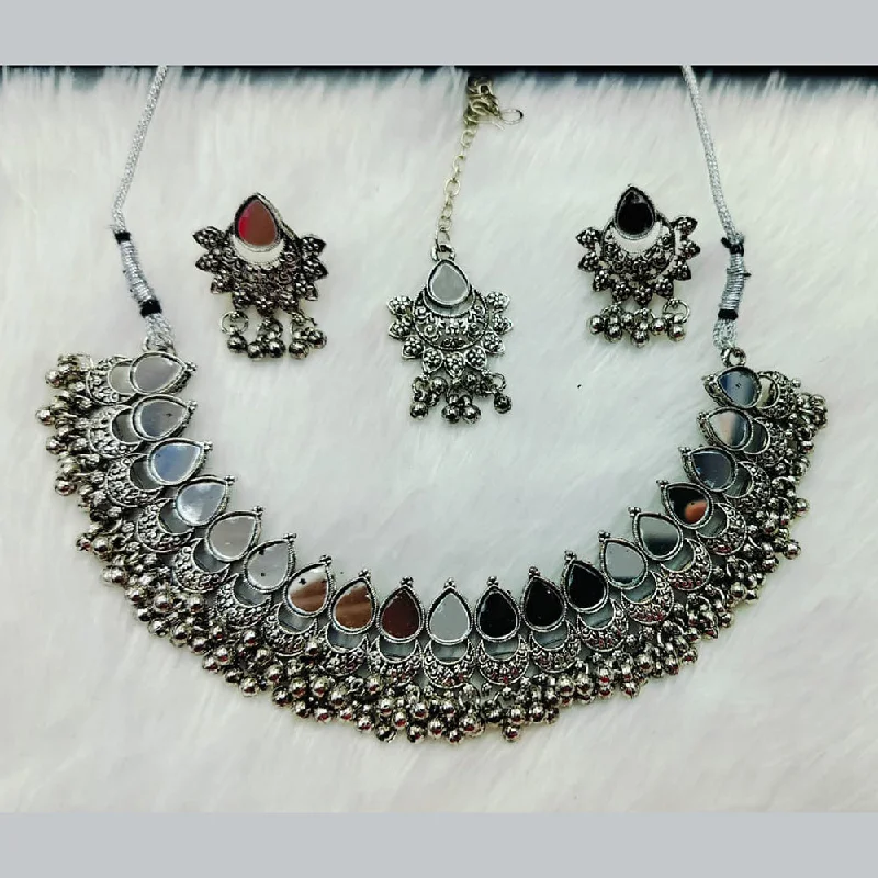 Manisha Jewellery Oxidised Plated Mirror Necklace Set