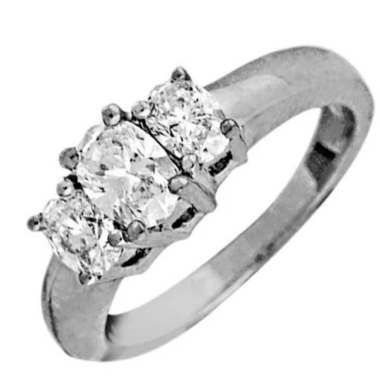 14 Karat White 3 Stone Engagement Ring