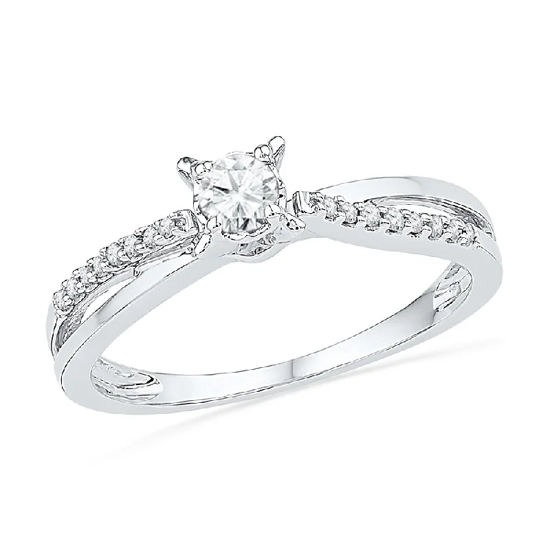 Solitaire Diamond Engagement Ring With Criss Cross Band