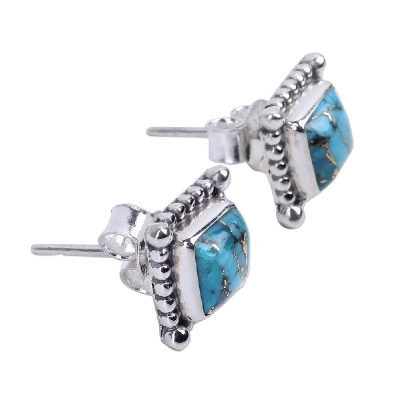 NOVICA Handmade Sterling Silver 'Magical Blue' Turquoise Earrings (India) - 0.2