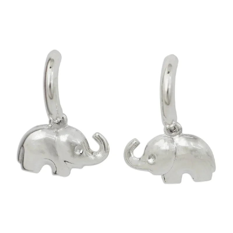 Sterling Silver 'Portly Pachyderm' Earrings - 0.9L*0.7W