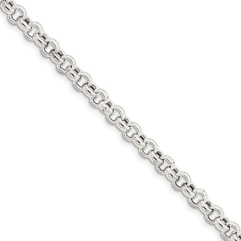 Men's 6.5mm, Sterling Silver, Hollow Rolo Chain Bracelet