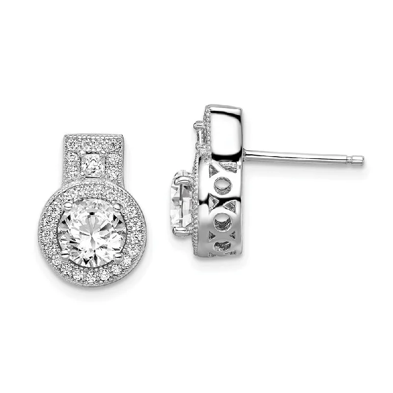 925 Sterling Silver Cubic Zirconia and Brilliant Embers Dangle Earrings (L-13 mm, W-10 mm)