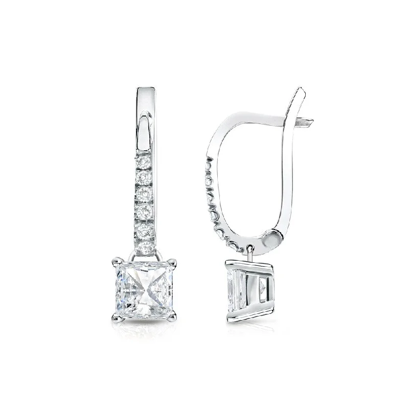 14k Gold 3/4ct TDW Princess Cut Diamond Dangle Earrings by Auriya (H-I, SI1-SI2)