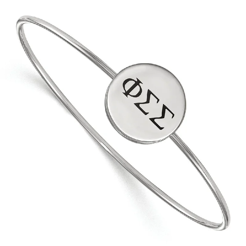 Sterling Silver Phi Sigma Sigma Enamel Greek Letters Bangle - 7 in.