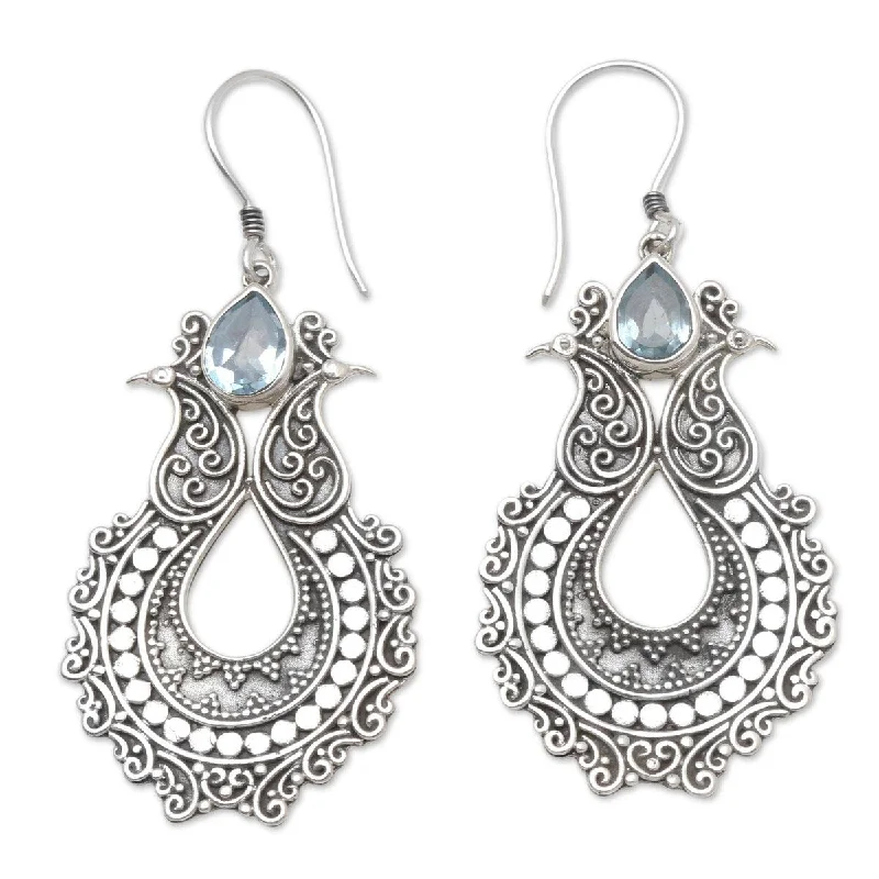 NOVICA Lavish Sky, Blue topaz dangle earrings - 2L*1W