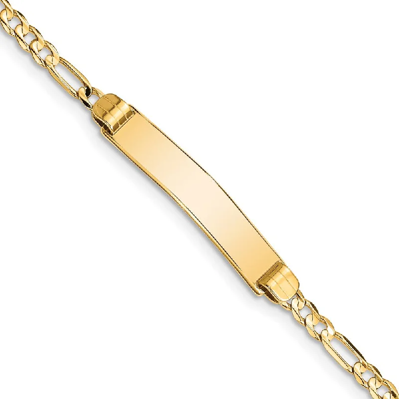 14k Yellow Gold Figaro I.D. Bracelet with Lobster Clasp, 7 Inch