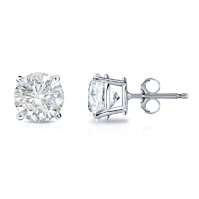 Auriya Round Diamond Stud Earrings 1ct TDW Clarity Enhanced 18k Gold (J-K, I1-I2)