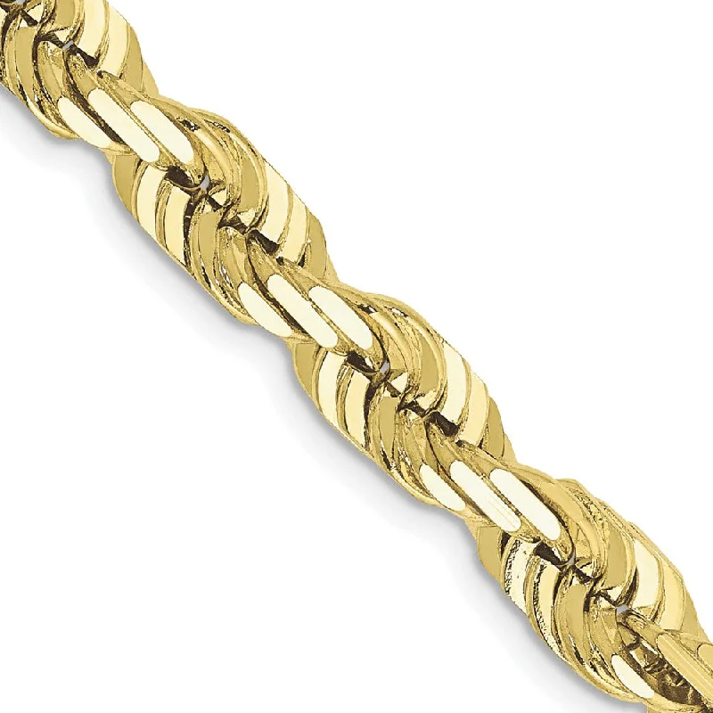 Men's 6.5mm 10K Yellow Gold D/C Solid Rope Chain Bracelet