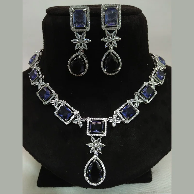 Kavita Art Silver Plated American Diamond Necklace Set