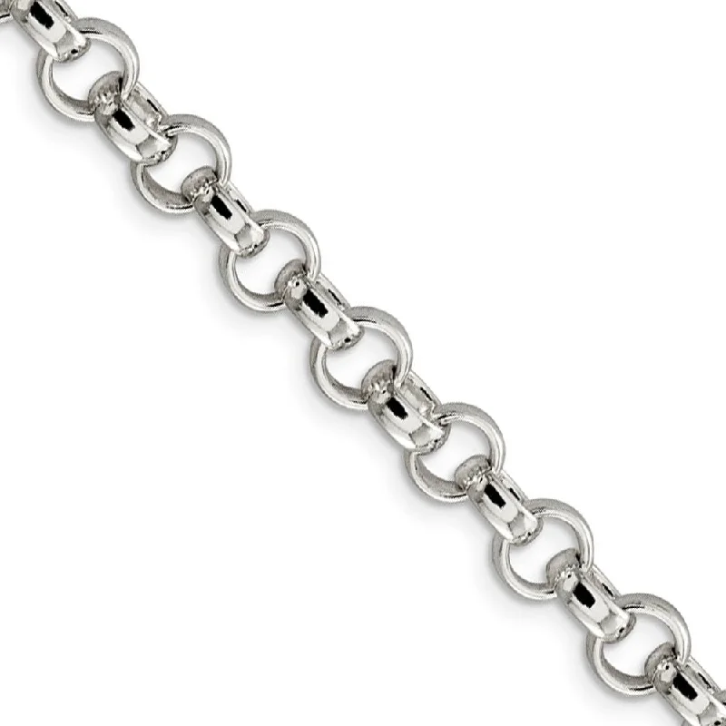 6.75mm Sterling Silver Solid Belcher (Rolo) Chain Bracelet