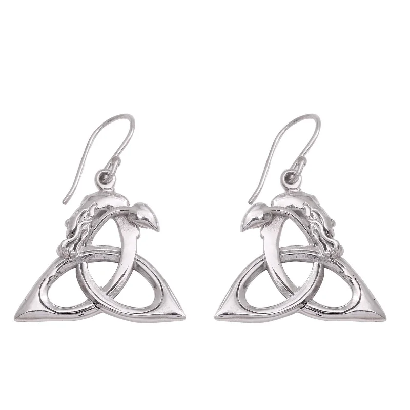 NOVICA Dragon Knot, Sterling silver dangle earrings