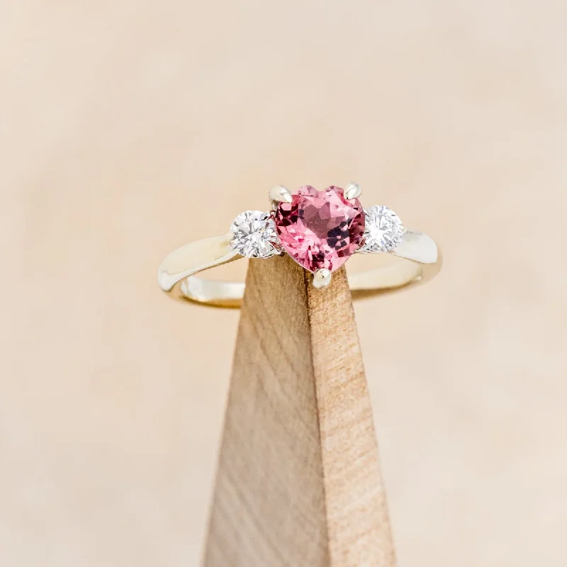 "SONNET" - HEART CUT PINK TOURMALINE ENGAGEMENT RING WITH DIAMOND ACCENTS