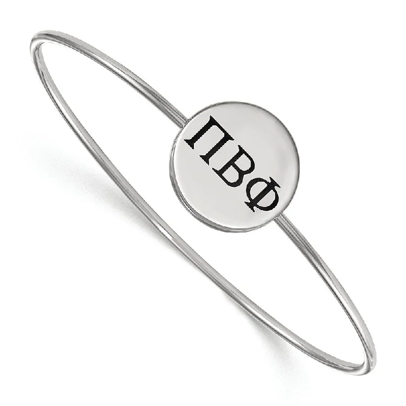 Sterling Silver Pi Beta Phi Enamel Greek Letters Bangle - 7 in.