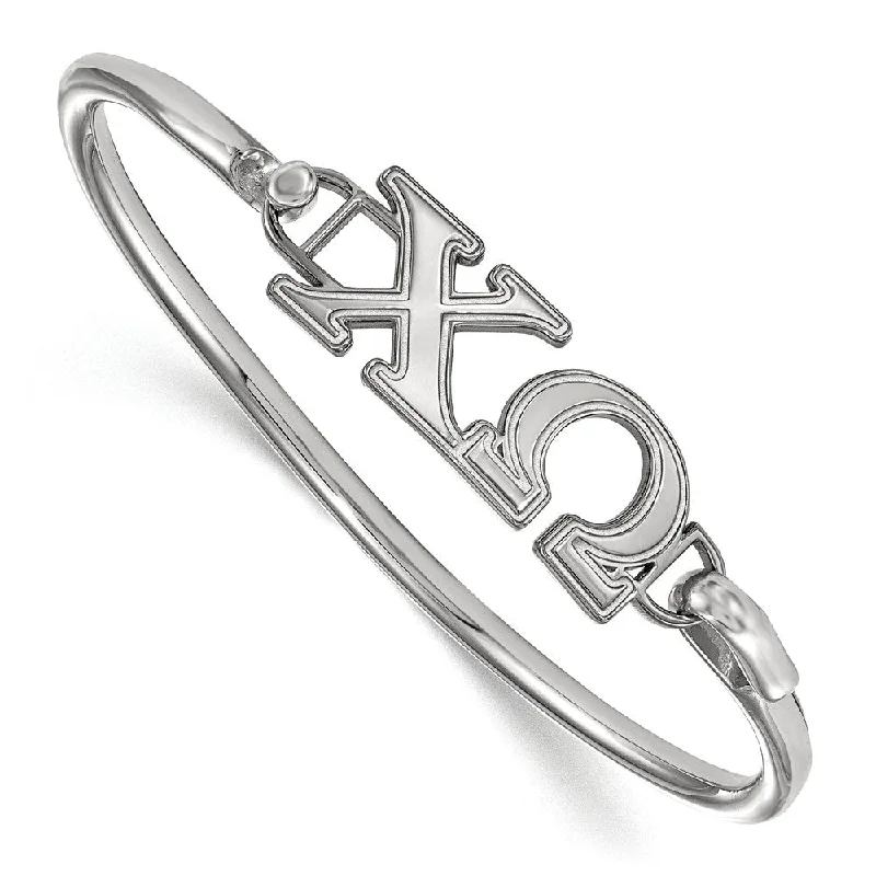 Sterling Silver Chi Omega Clasp Bangle - 7 in.