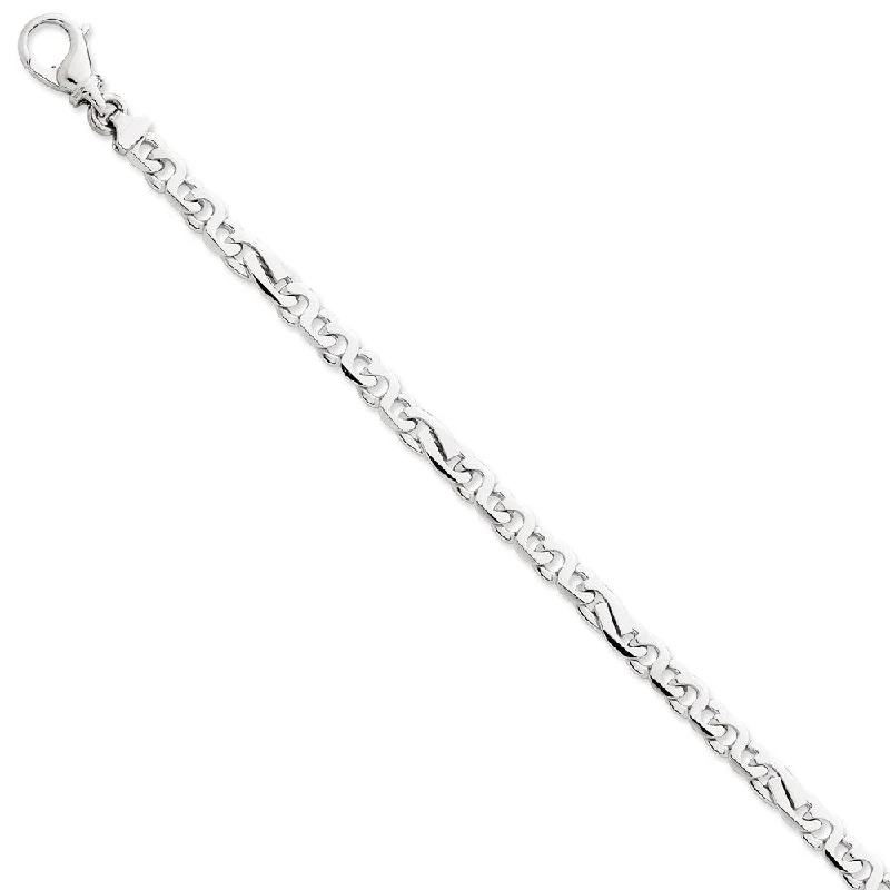 5.75mm 14K White Gold Polished Fancy Figaro Chain Bracelet