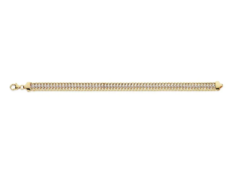 9ct Two Tone Gold Silver Infused Figure 8 Link Bracelet