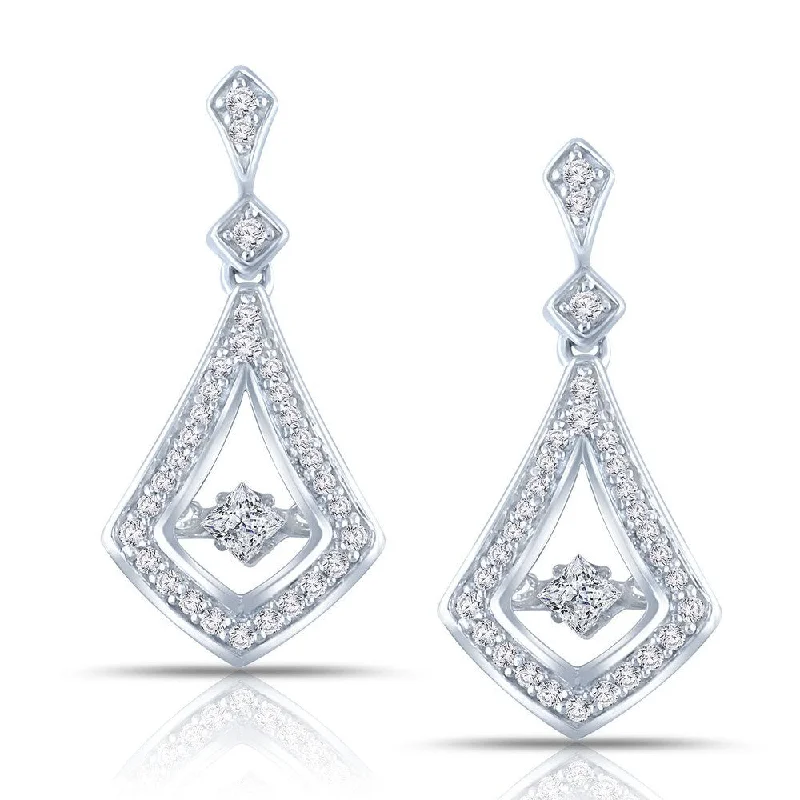 Auriya 14k White Gold 3/5ct TDW 'Dancing Stone' Moving Diamond Earrings (H-I, I1-I2)