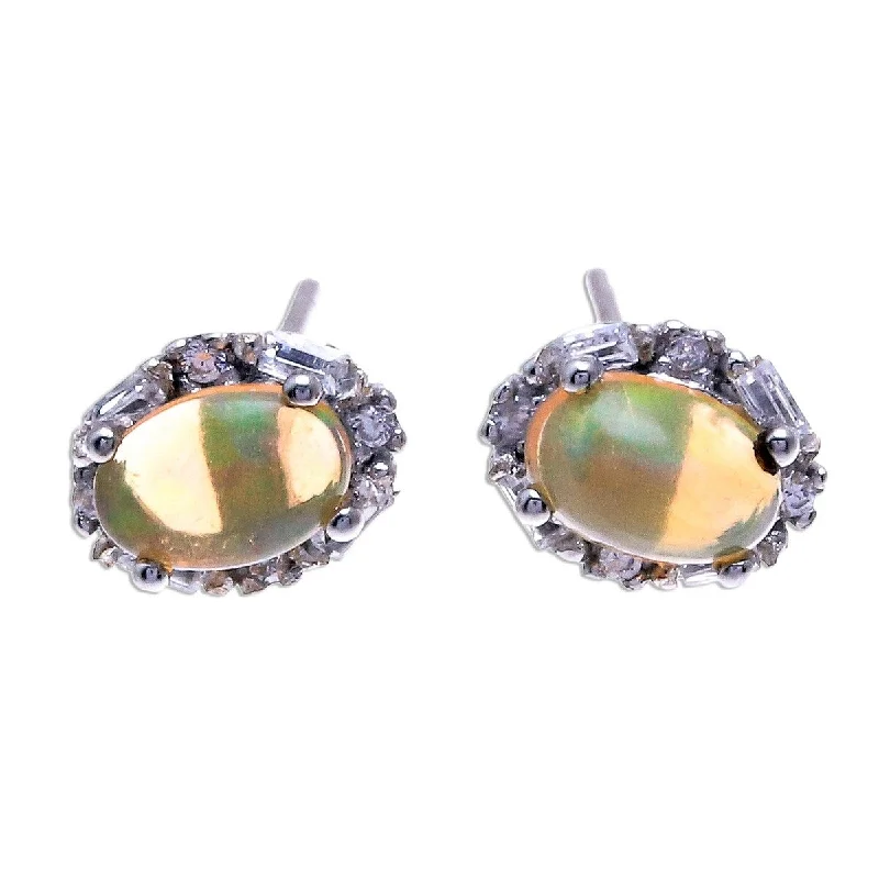 NOVICA Bright Ovals, Opal stud earrings - 0.6*0.6