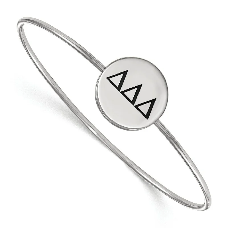 Sterling Silver Delta Delta Delta Enamel Black Greek Bangle - 7 in.