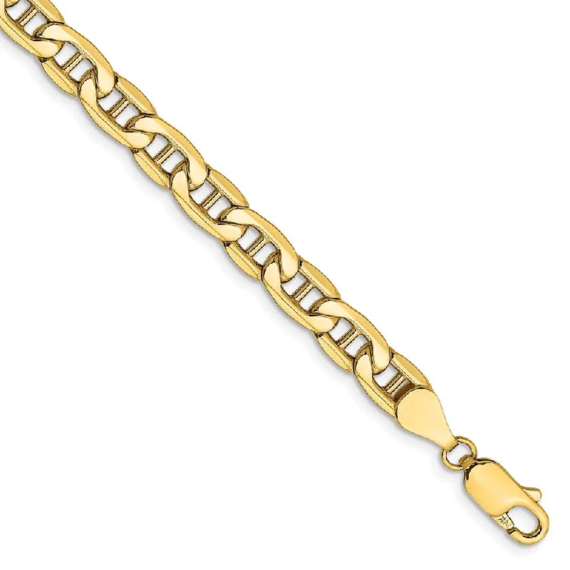 5.5mm, 14k Yellow Gold, Hollow Anchor Link Chain Bracelet