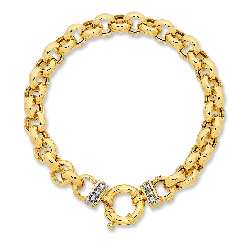 9ct Yellow Gold Silver Infused Belcher Bracelet