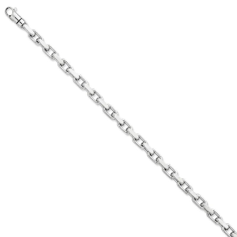 5.3mm 14k White Gold Polished Fancy Cable Chain Bracelet