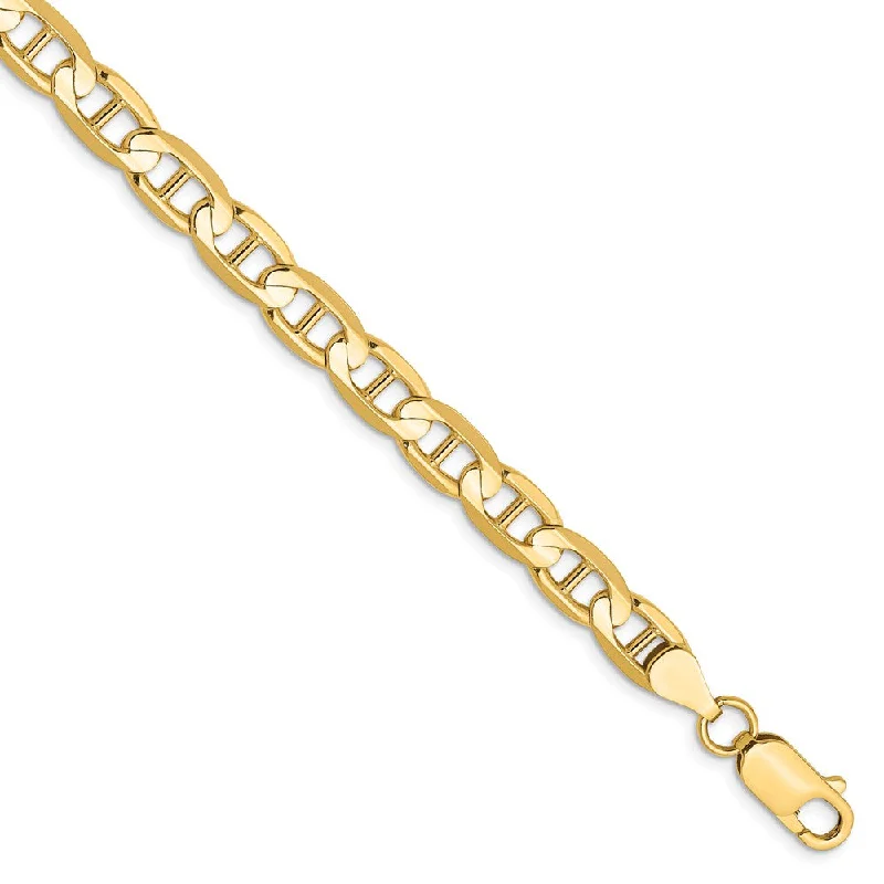 Men's 6.25mm, 14k Yellow Gold, Concave Anchor Chain Bracelet