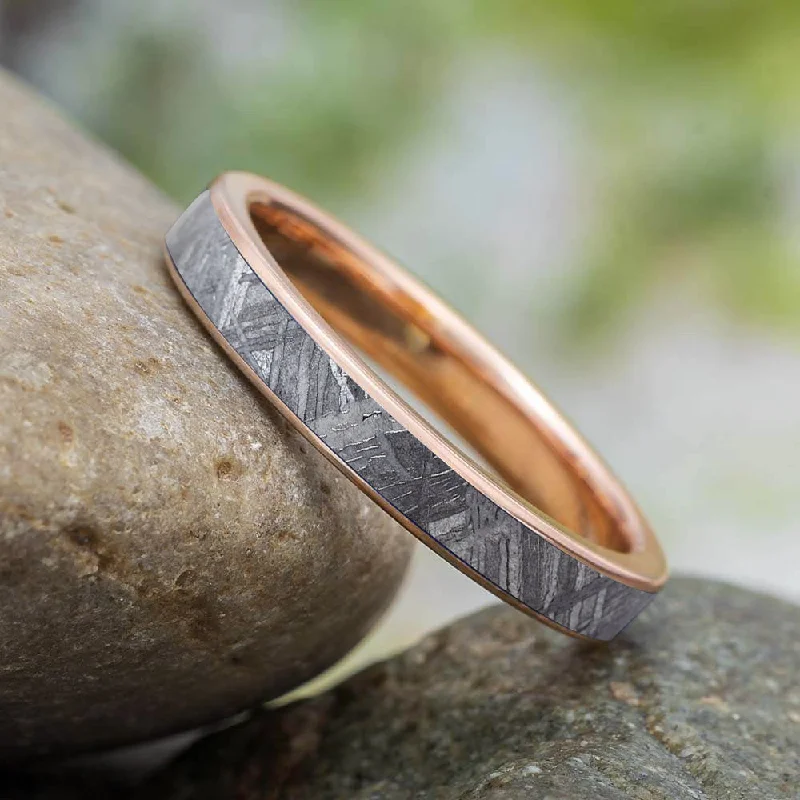 Rose Gold Women's Meteorite Wedding Band