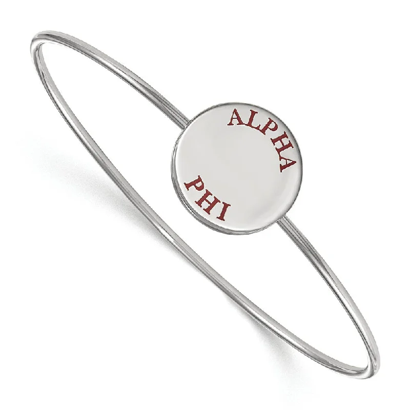 Sterling Silver Alpha Phi Red Enamel Bangle - 6 in.