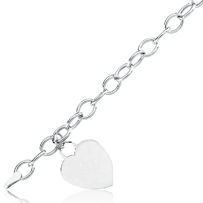 Heart Charm Bracelet in 14k White Gold