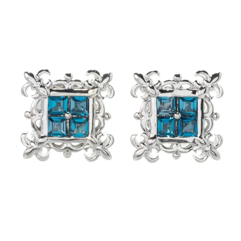 Dallas Prince Sterling Silver Square Shaped Gemstone Stud Earrings. Collection: Classic Dallas