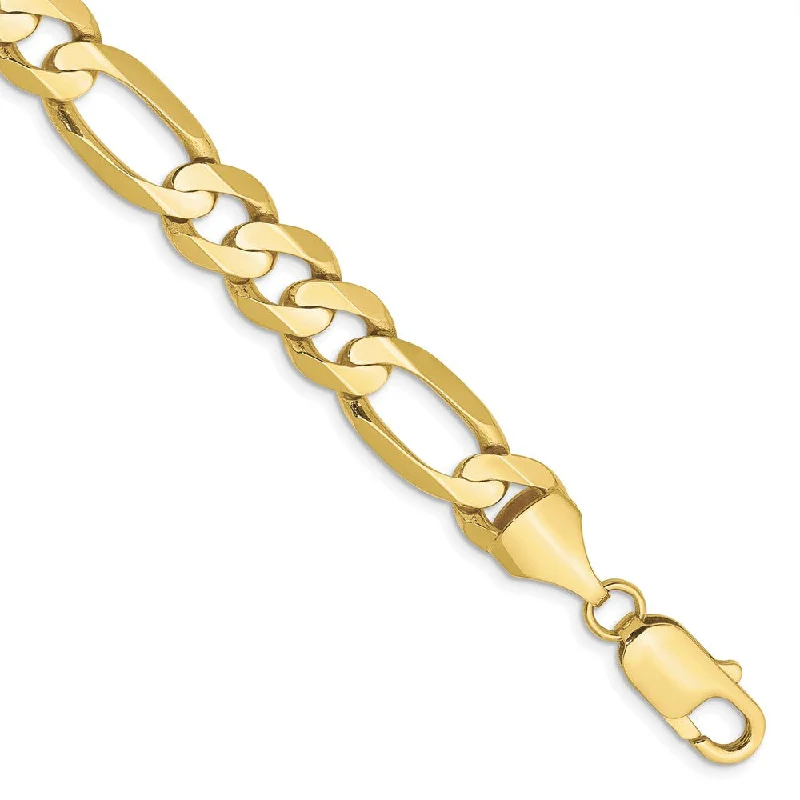 Men's 10k Yellow Gold 8.75mm Solid Figaro Chain Bracelet- 9 inch