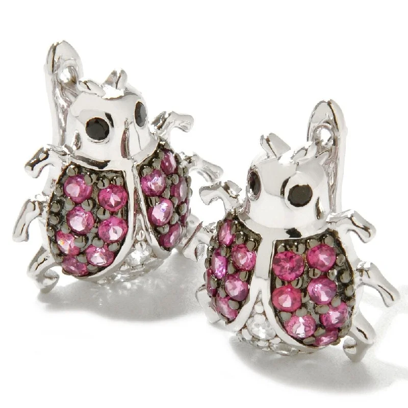 Rhodium over Silver 2 1/10ct Rhodolite Critter Earrings