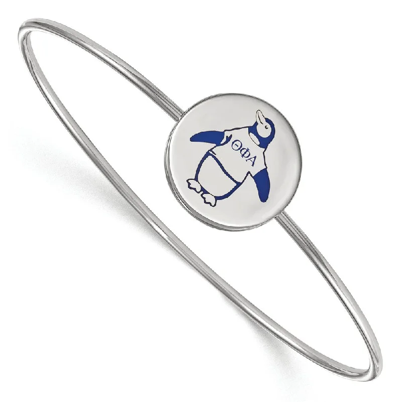 Sterling Silver Theta Phi Alpha Enamel Penguin Bangle - 7 in.