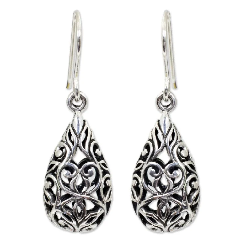 Handmade Forest Arabesque Drop Earrings (Thailand) - 1.4L*0.4W