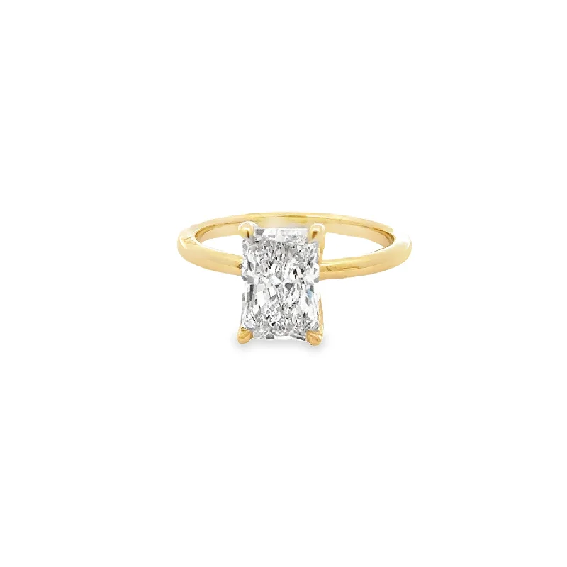 Yellow 14 Karat Solitaire Round Cut Lab Grown Diamonds Engagement Ring