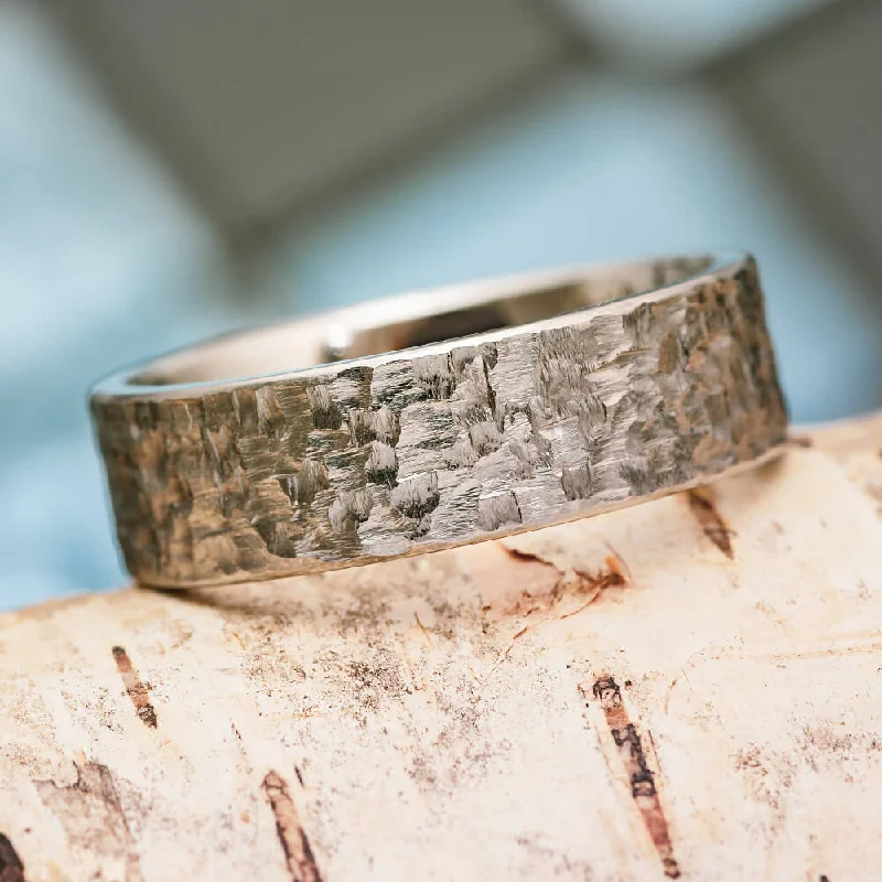 Hammered Titanium Wedding Band, Solid Titanium Band